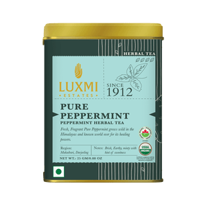 Pure Peppermint | 25gm | Organic Herbal Tea Pack of 1 - Luxmi Estates USA