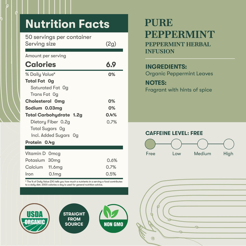 Pure Peppermint | 50 Tea bags | Organic Herbal Tea - Luxmi Estates USA