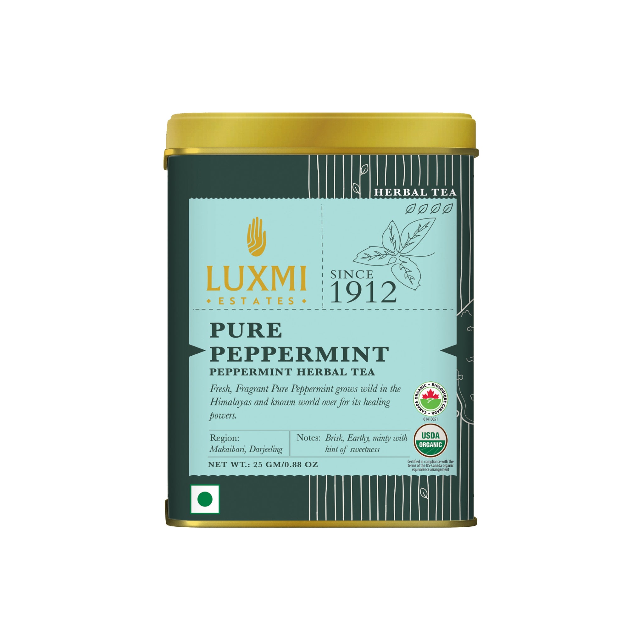 Purely Peppermint | 25gm | Organic Herbal Tea - Luxmi Estates