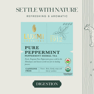 Purely Peppermint | 50 Tea bags | Organic Herbal Tea - Luxmi Estates