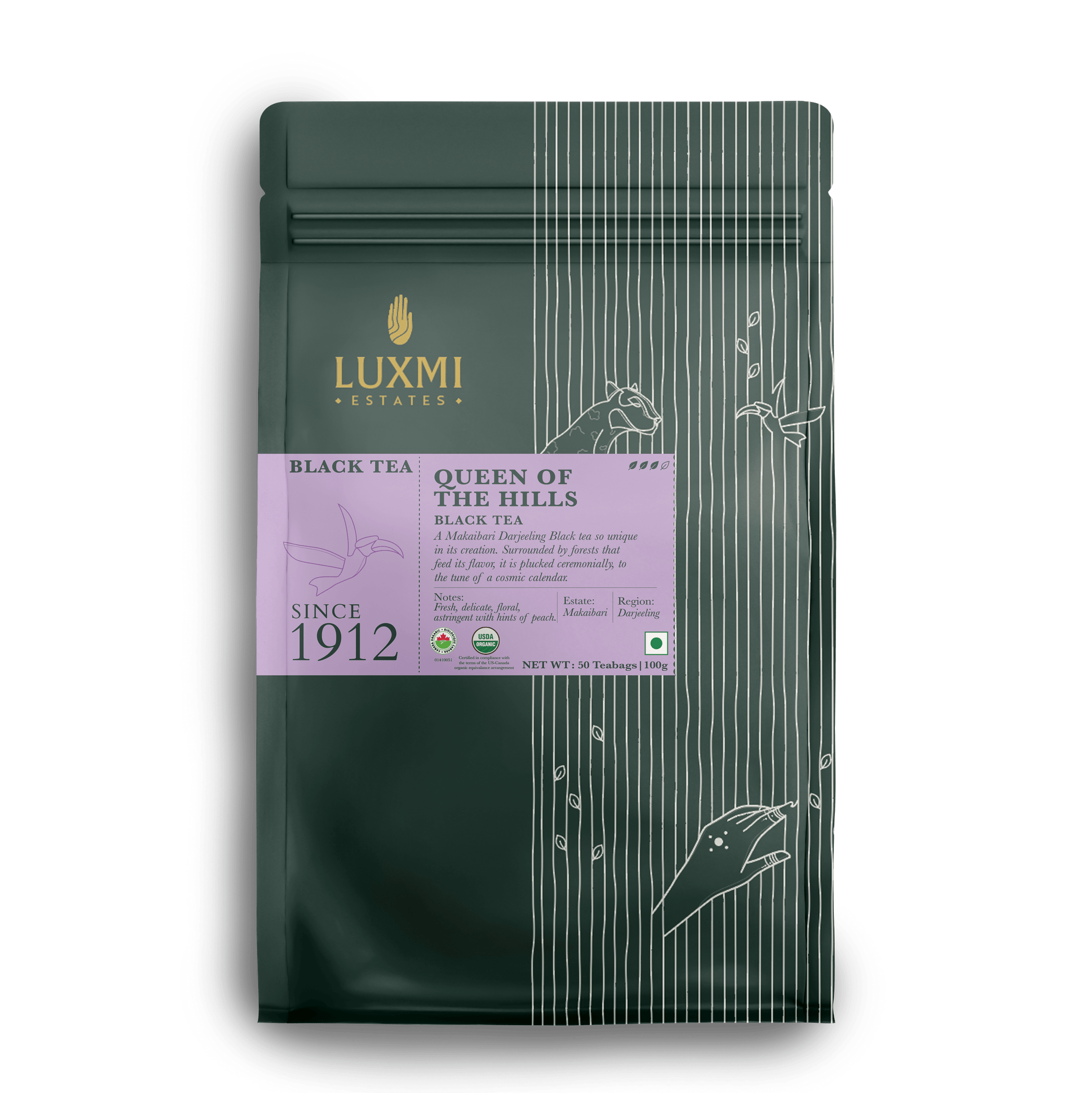 Queen of the Hills | 50 Tea Bags | Queens Blend Black Tea PACK OF 2 - Luxmi Estates USA