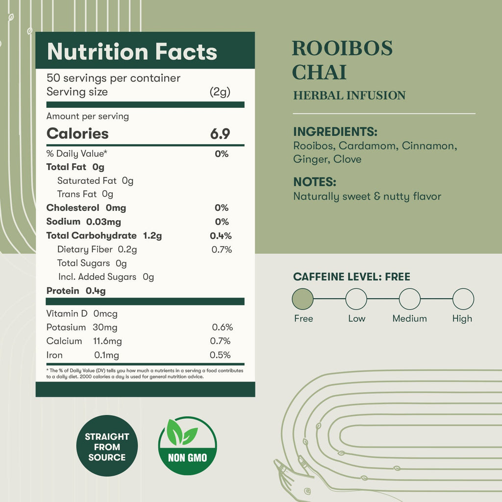 Rooibos Chai | 50 Tea Bags | Herbal Chai - Luxmi Estates USA