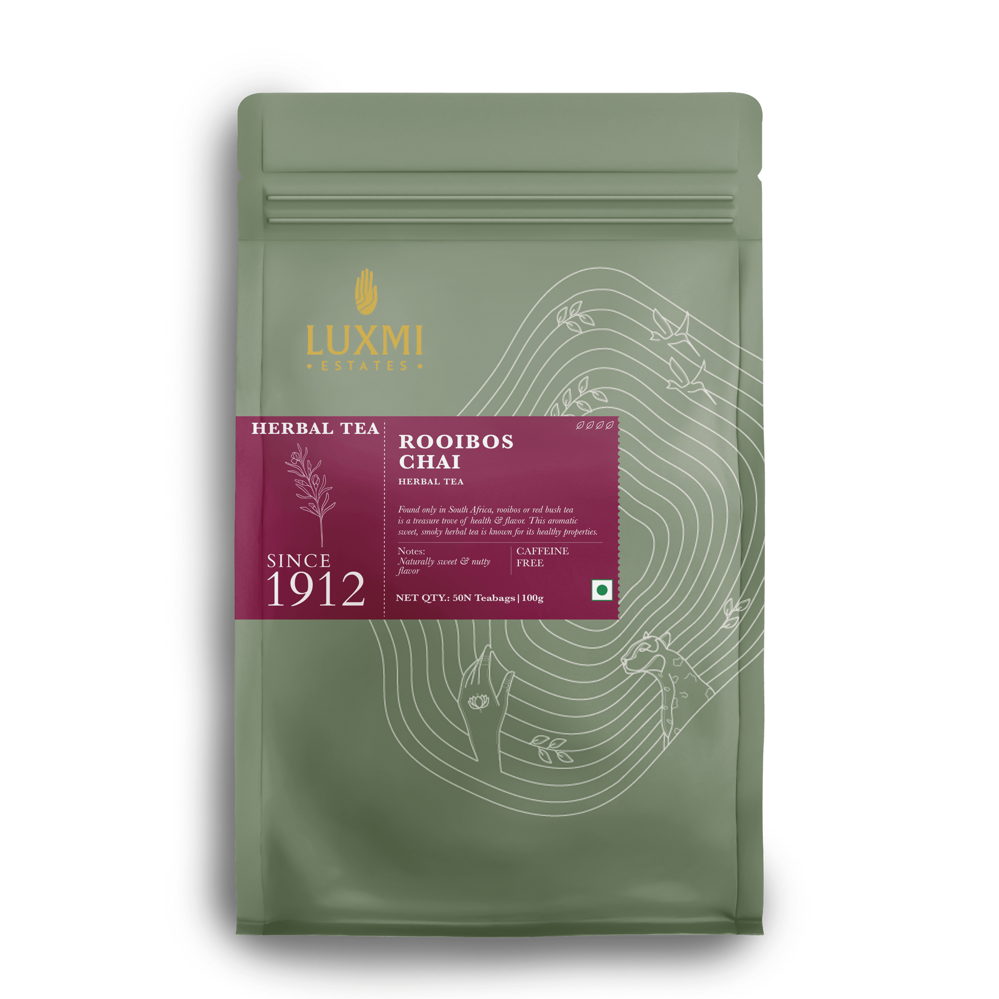 Rooibos Chai | 50 Tea Bags | Herbal Chai PACK OF 3 - Luxmi Estates USA