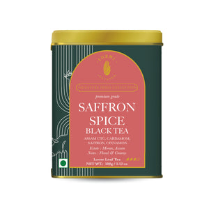 Saffron Spice Chai | 100 gm | Luxmi Signature Tea | Assam CTC, Cardamom, Saffron, Cinnamon - Luxmi Estates