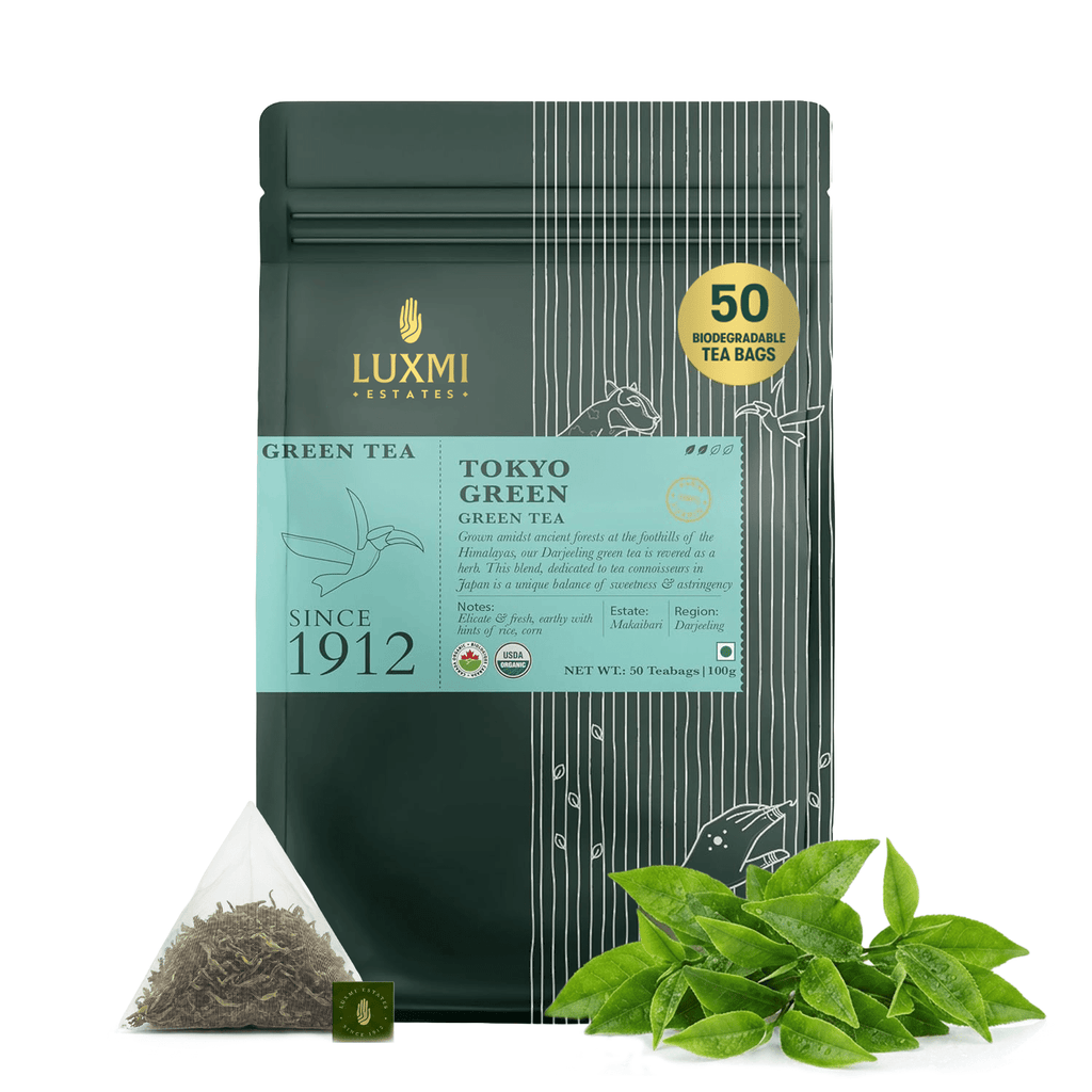 Tokyo Green | 50 Tea Bags | Organic Green Tea - Luxmi Estates USA