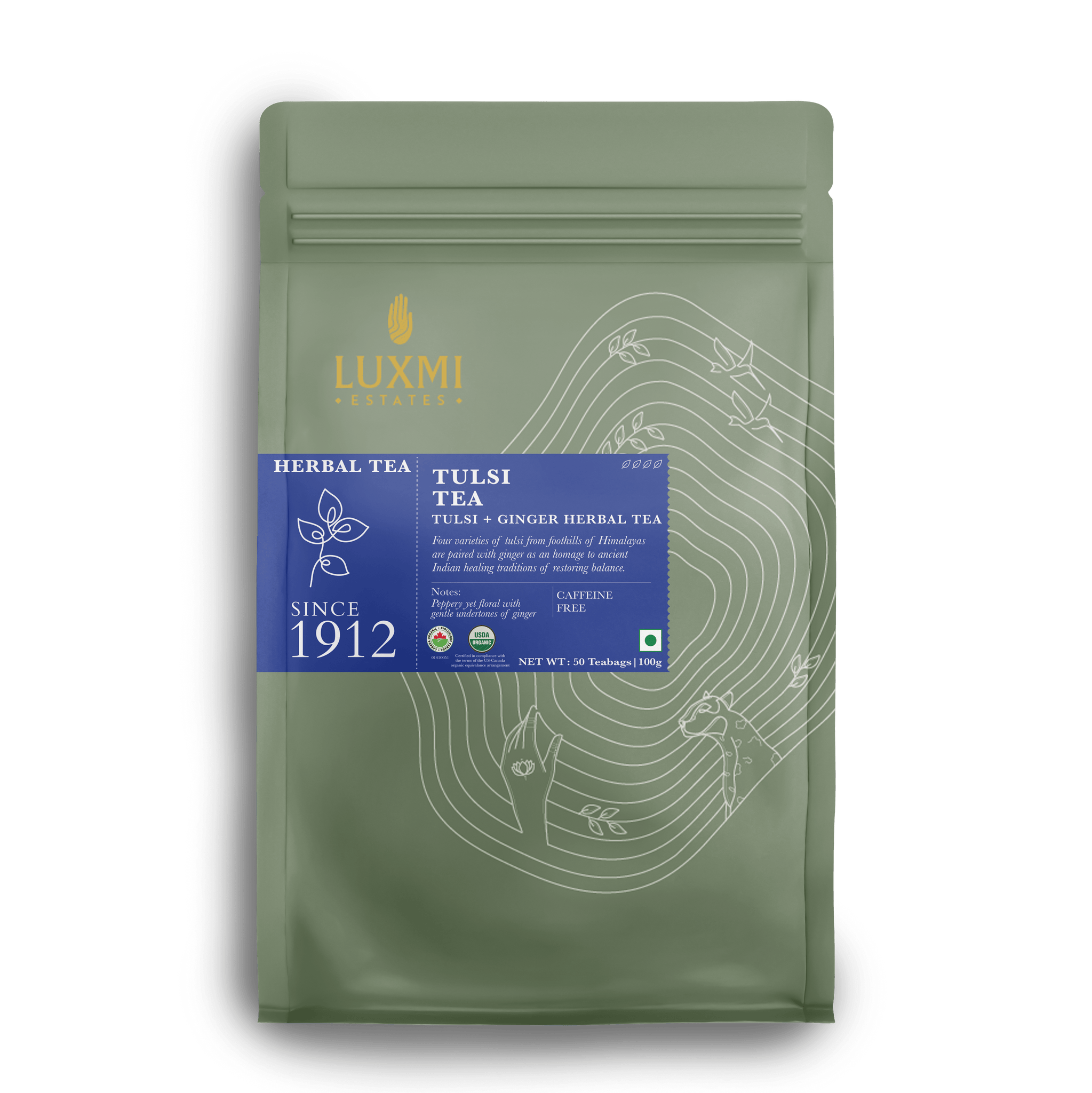 Tulsi Tea | 50 Tea Bags | Herbal Tea - Luxmi Estates