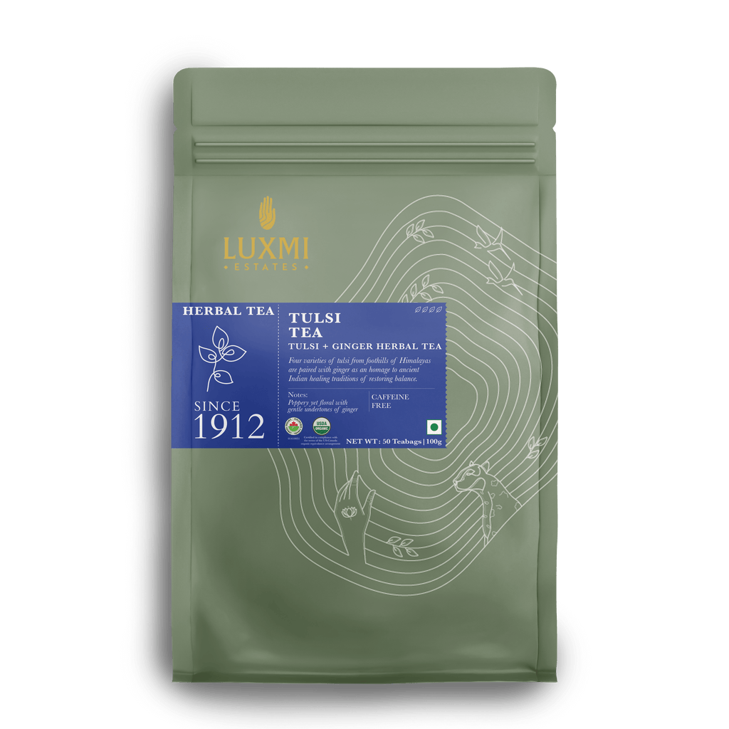 Tulsi Tea | 50 Tea Bags | Herbal Tea PACK OF 1 - Luxmi Estates USA