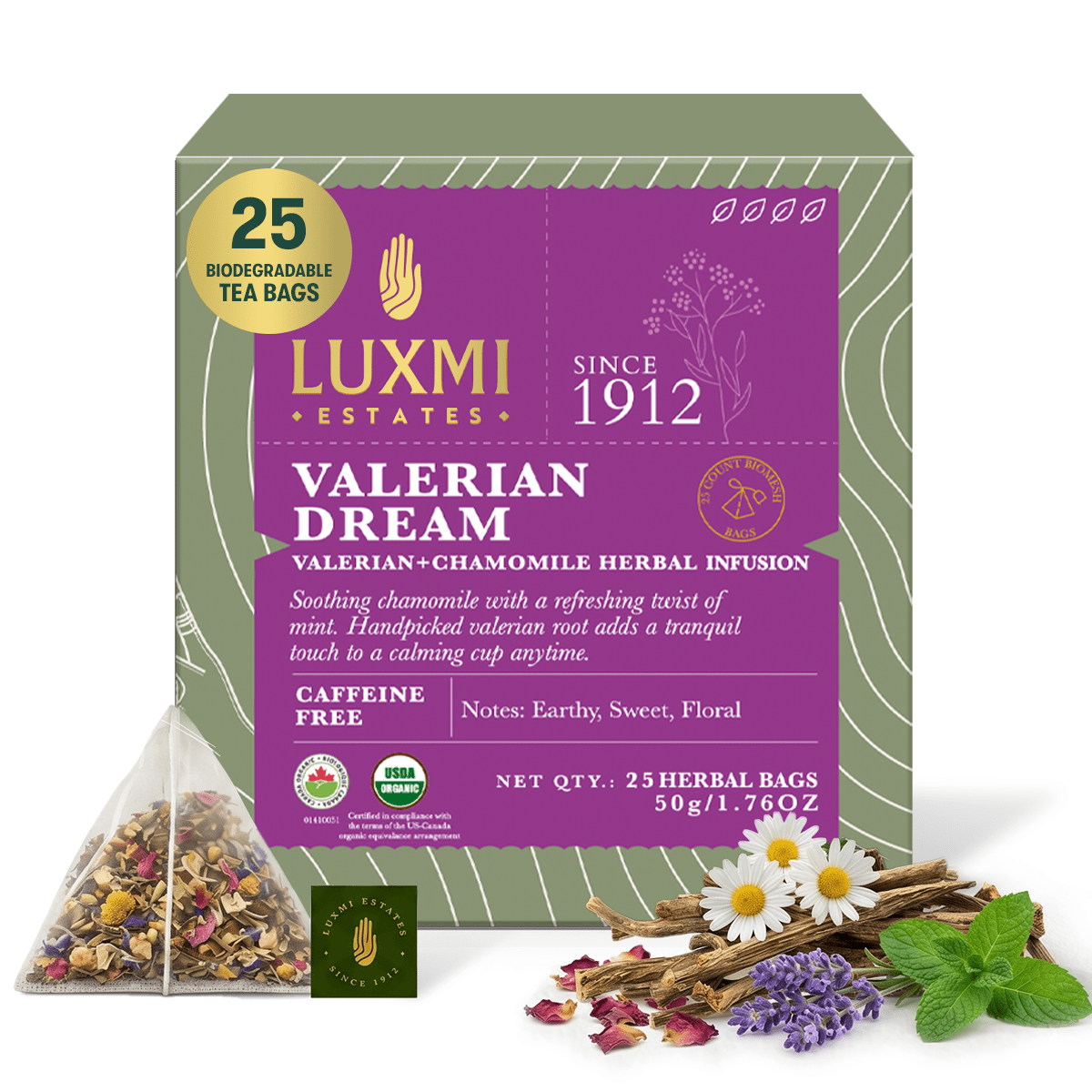 Shop Caffeine Free Sleep Tea - Valerian Tea Bags – Luxmi Estates USA