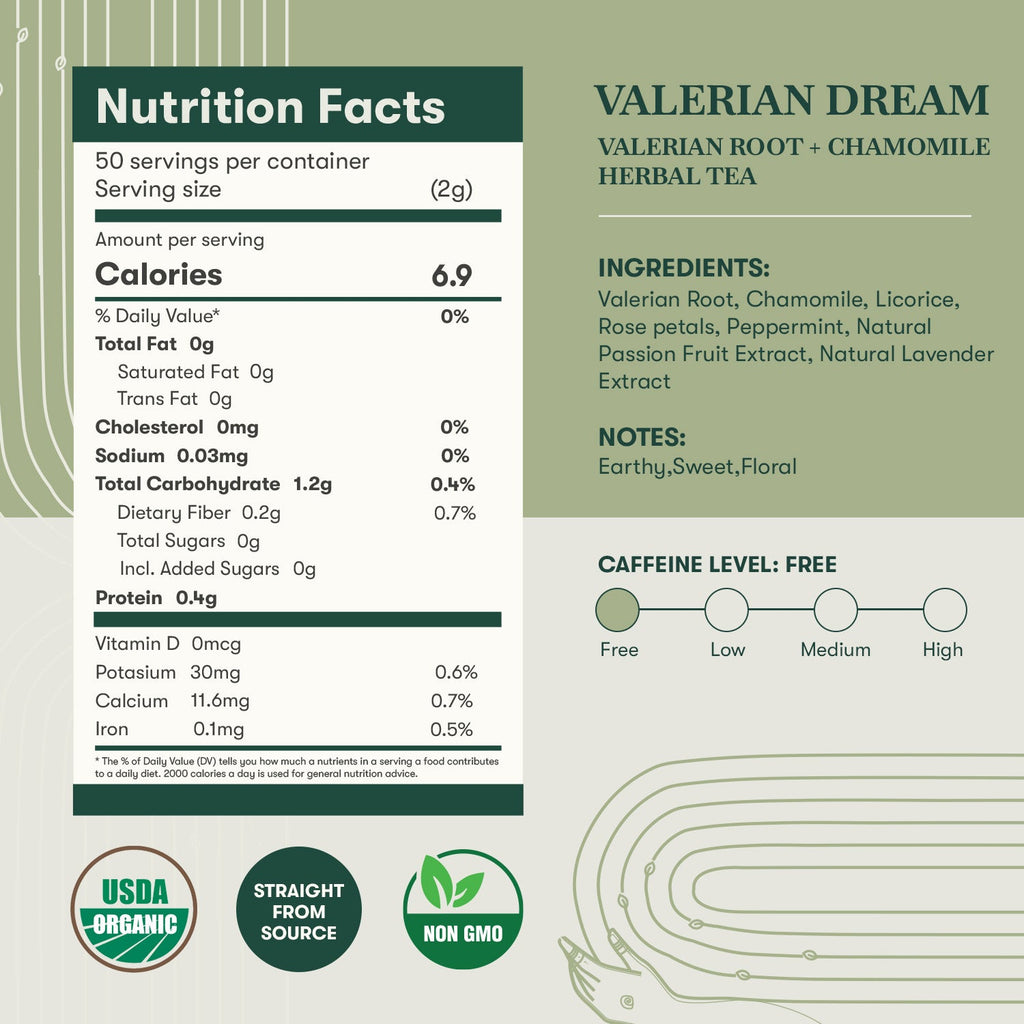 Valerian Dream | 50 Tea Bags | Herbal Tea - Luxmi Estates USA