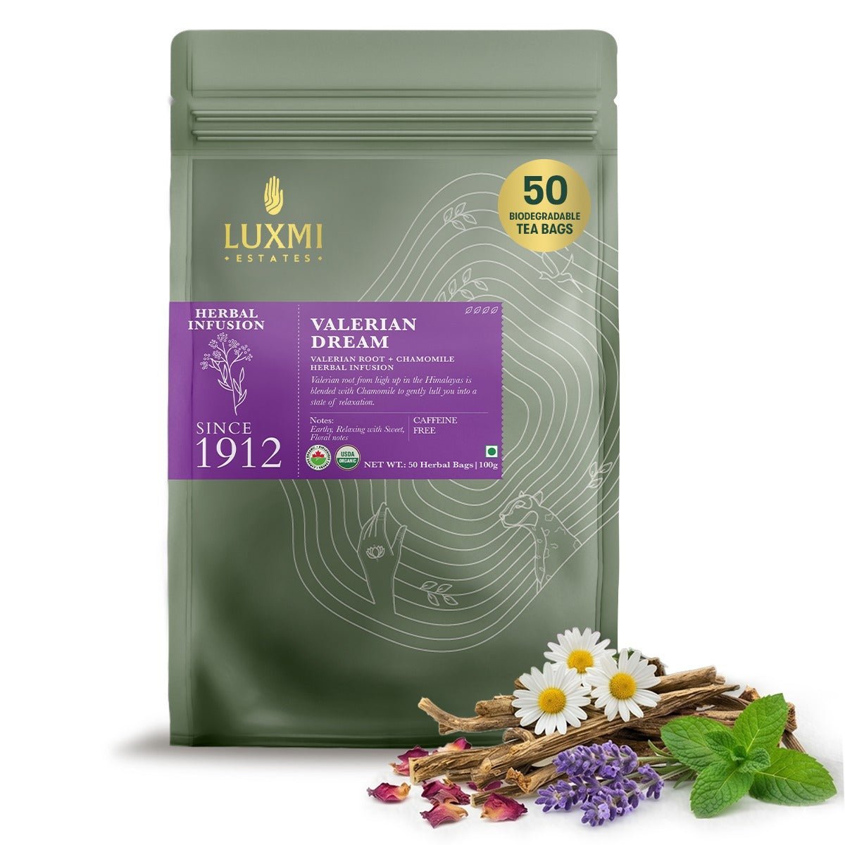 Valerian Dream | Organic Herbal Tea - Luxmi Estates USA