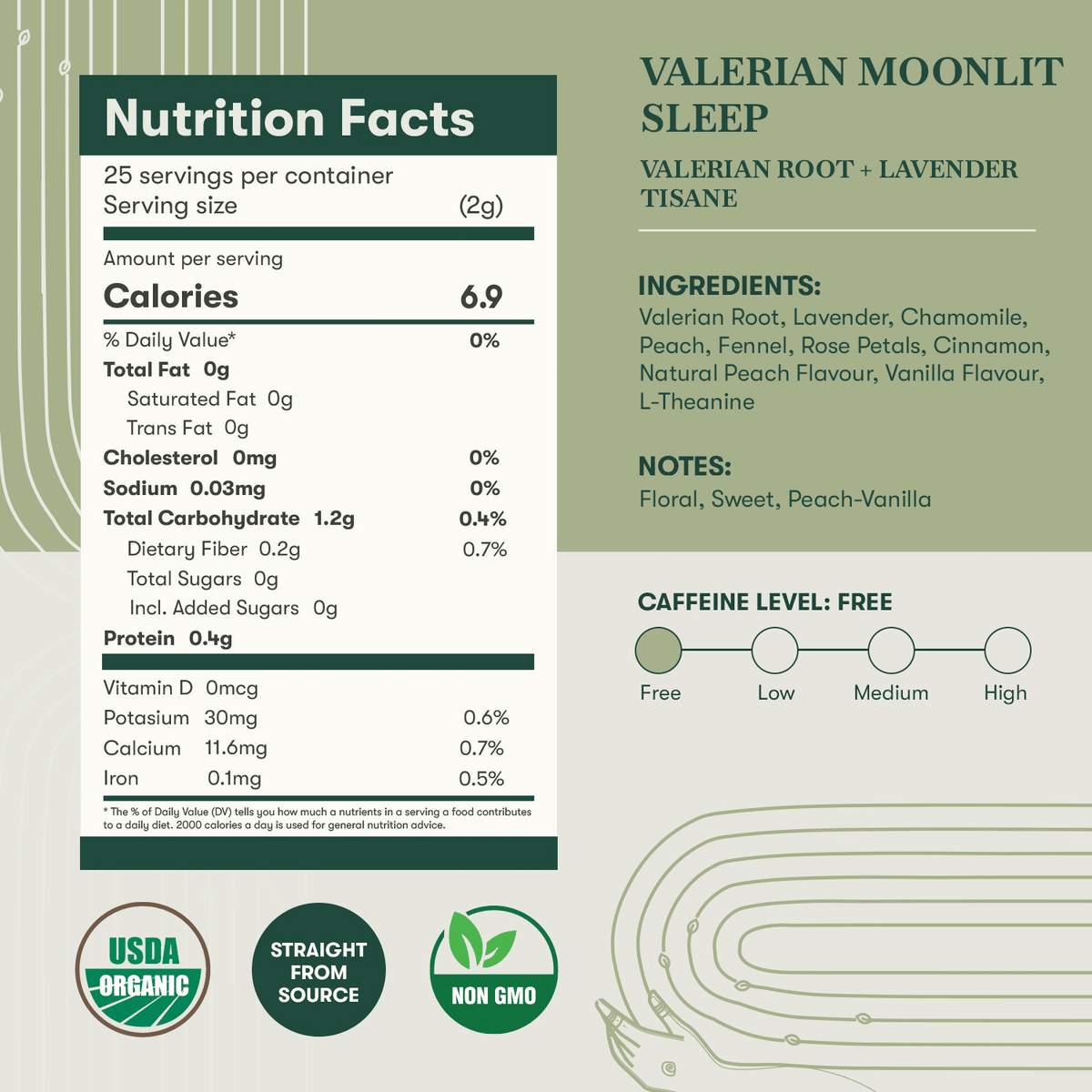 Valerian Moonlit Sleep (Valerian + Lavender) 50gm loose Tea - Luxmi Estates USA