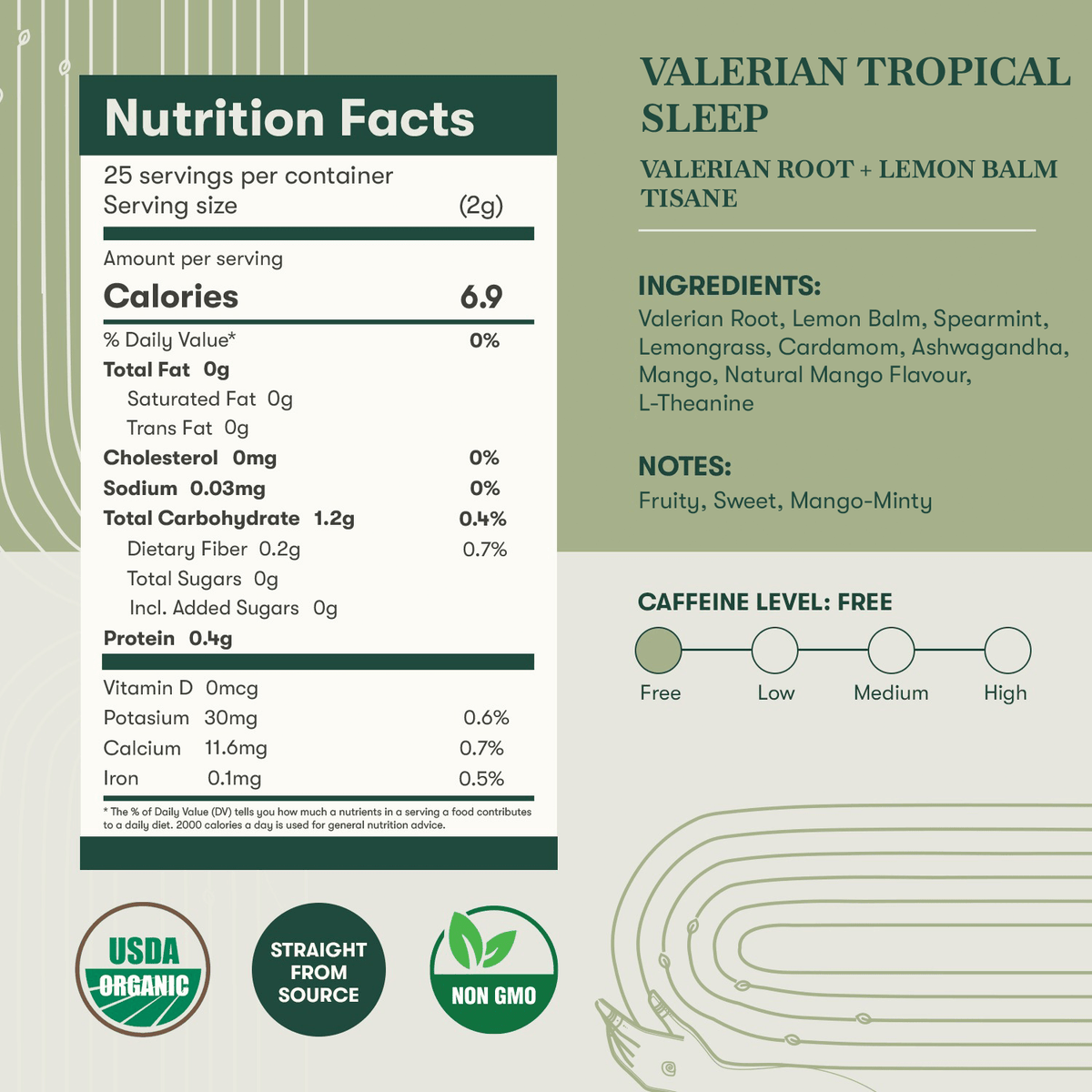 Valerian Tropical Sleep (Valerian + Lemon) 50gm loose Tea - Luxmi Estates USA