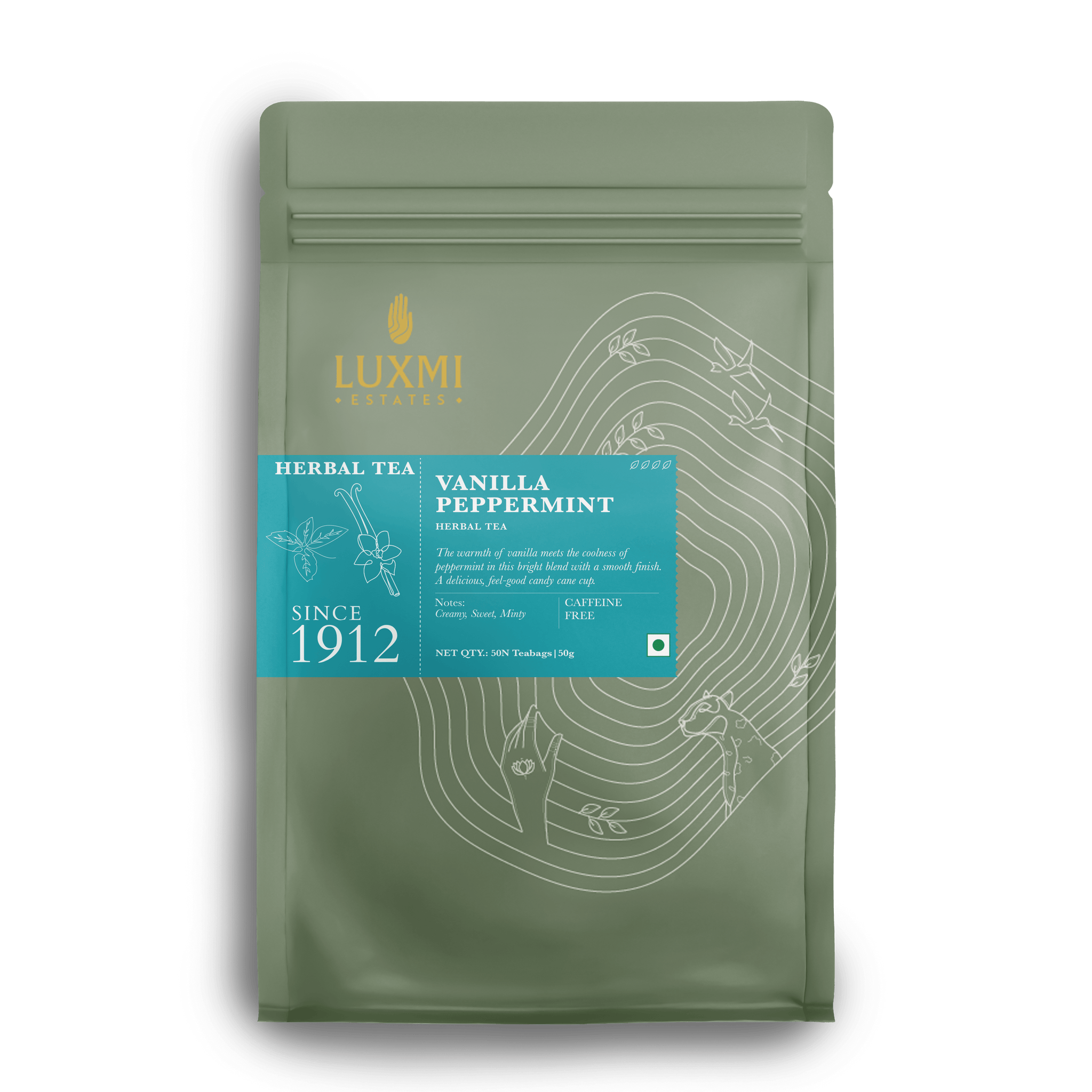 Vanilla Peppermint | 50 Tea Bags | Herbal Tea - Luxmi Estates