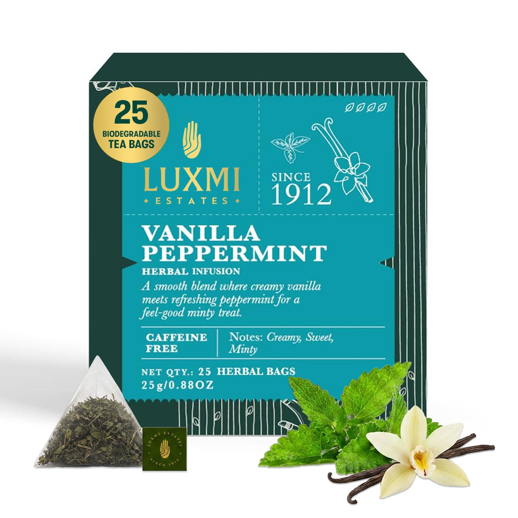 Vanilla Peppermint Tea | 25 Teabags | Herbal Tea - Luxmi Estates USA