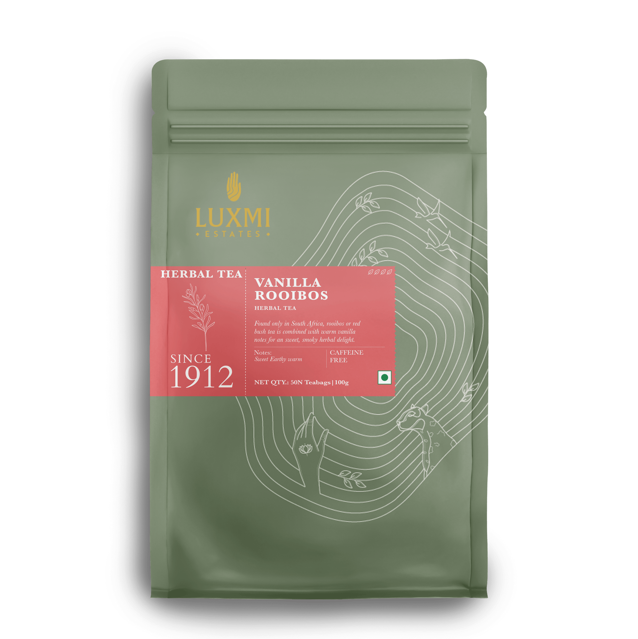 Vanilla Rooibos | 50 Tea Bags | Organic Herbal Tea - Luxmi Estates