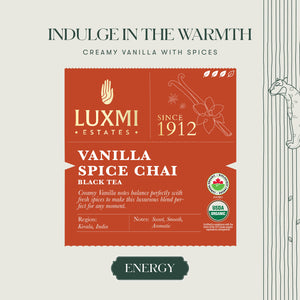 Vanilla Spice Chai | 100gm | Organic Black Tea - Luxmi Estates