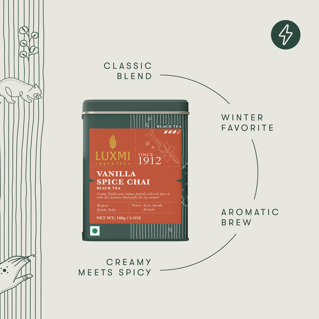 Vanilla Spice Chai | 100gm | Organic Black Tea - Luxmi Estates USA