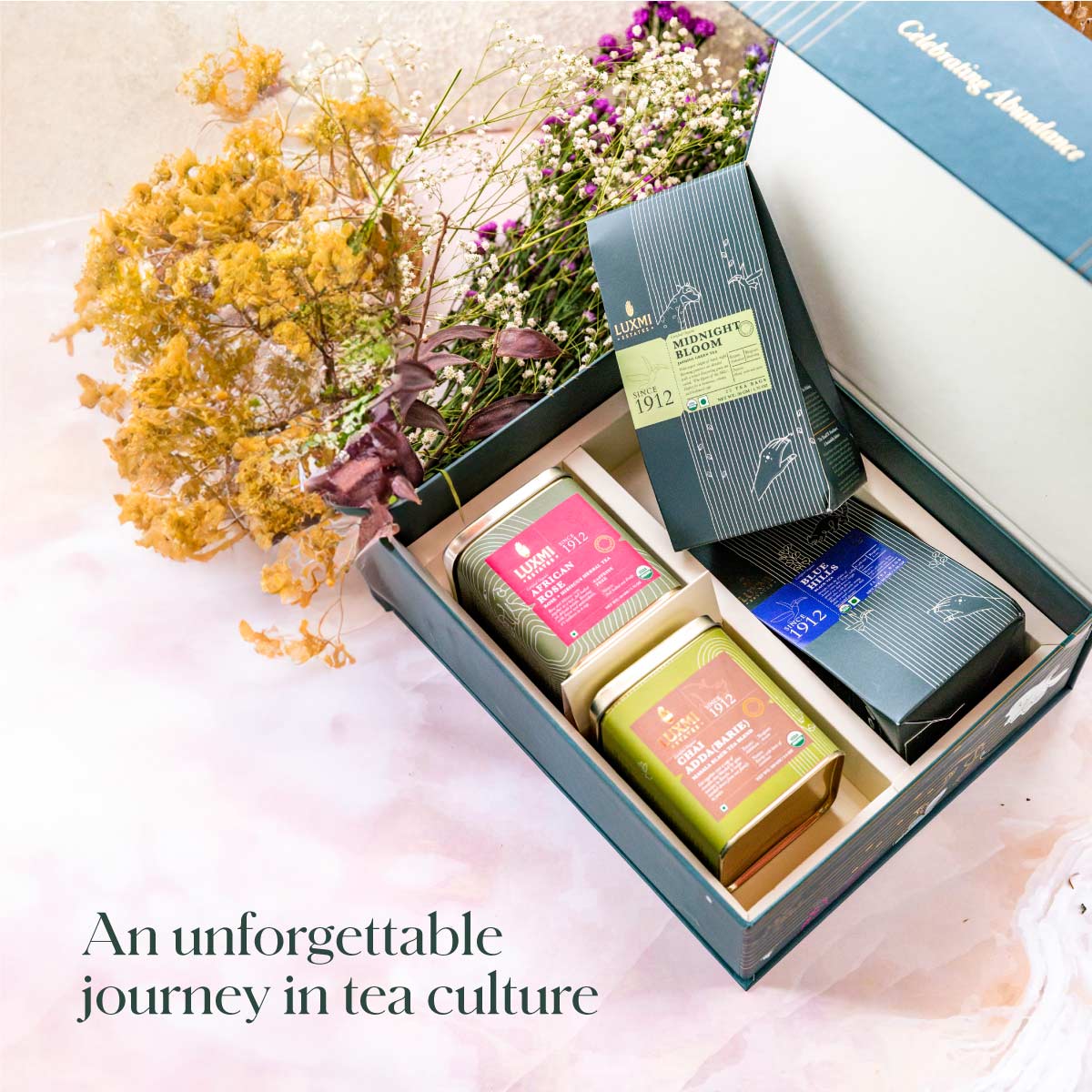 Organic Assorted Classic Collection Tea Gift Box | 1 Herbal Tea, 1 Green Tea, 2 Black Tea - Luxmi Estates