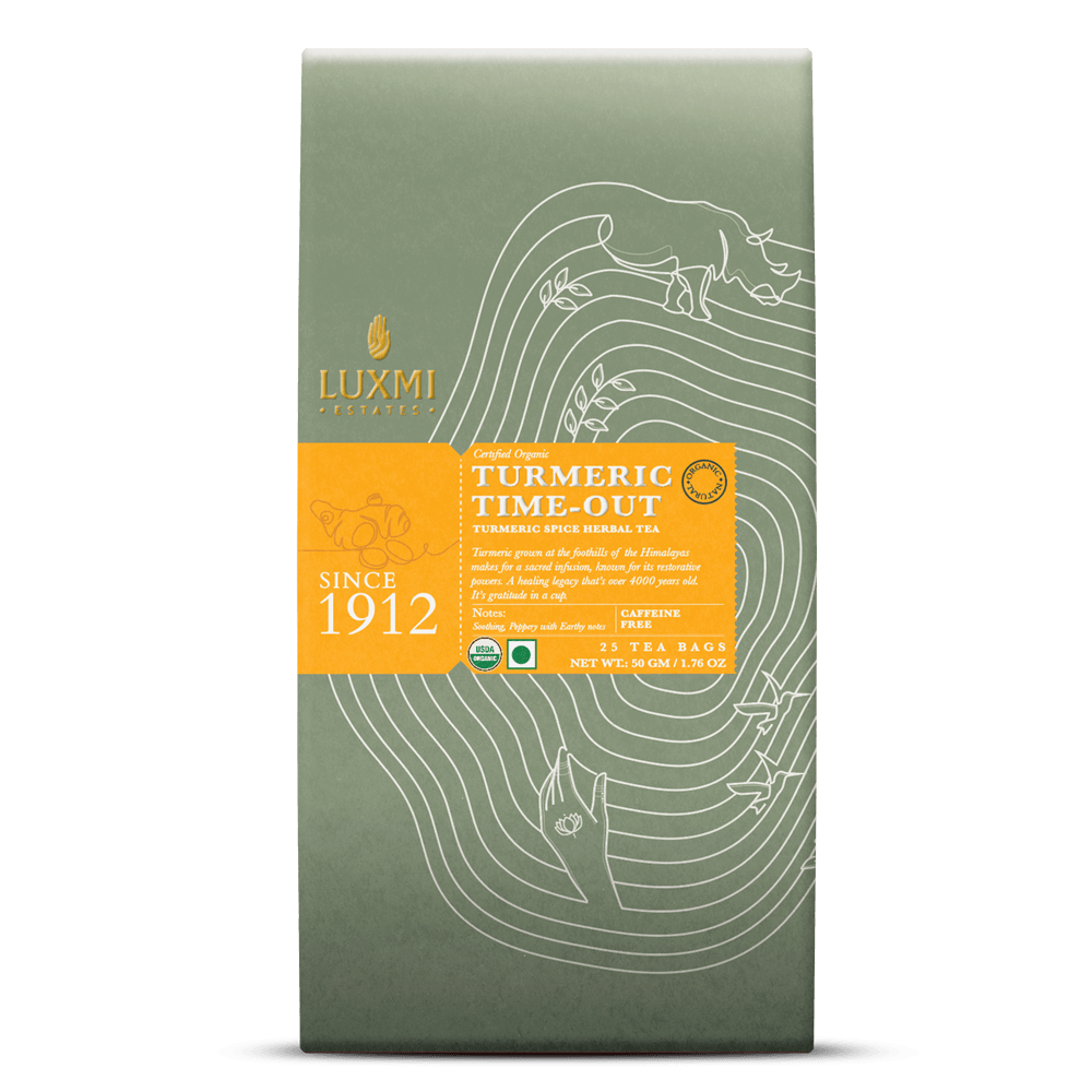 Turmeric Time-Out | 25 Tea Bags | Organic Herbal Tea - Luxmi Estates